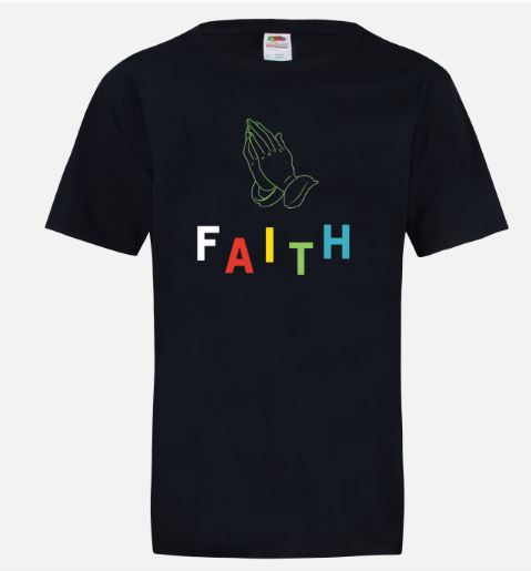 This colorful T shirt reminds you that after you pray, you need to keep the faith.  Check out the matching Hoodies & Back Packs