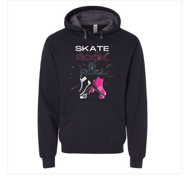 Men's Skate Rock & Roll Hooded Sweatshirt. Check out the matching T shirt and back pack